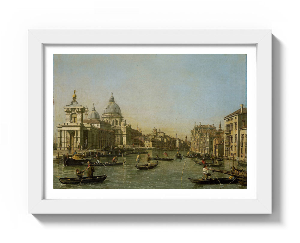 Entrance to the Grand Canal near the Punta della Dogana and Santa Maria della Salute by Canaletto - Compact / With Margin / White Frame