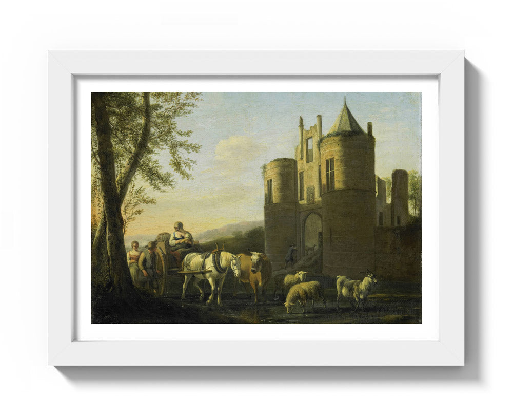 The Main Gate to Egmond Castle by Gerrit Berckheyde - Compact / With Margin / White Frame