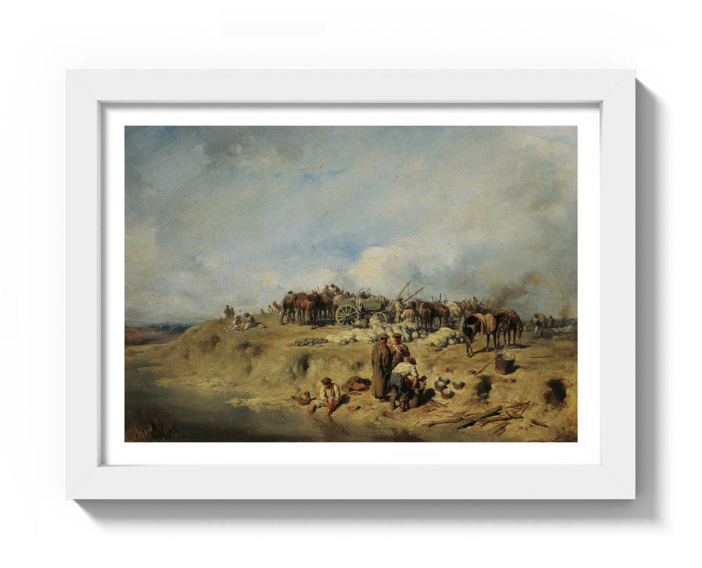 Camp of Russian Soldiers by August von Pettenkofen - Compact / With Margin / White Frame
