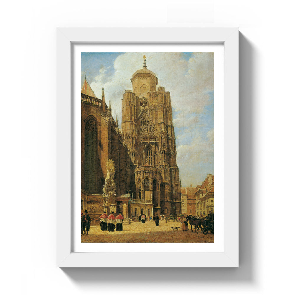 The St. Stephen's Cathedral in Vienna by Jakob Alt - Compact / With Margin / White Frame