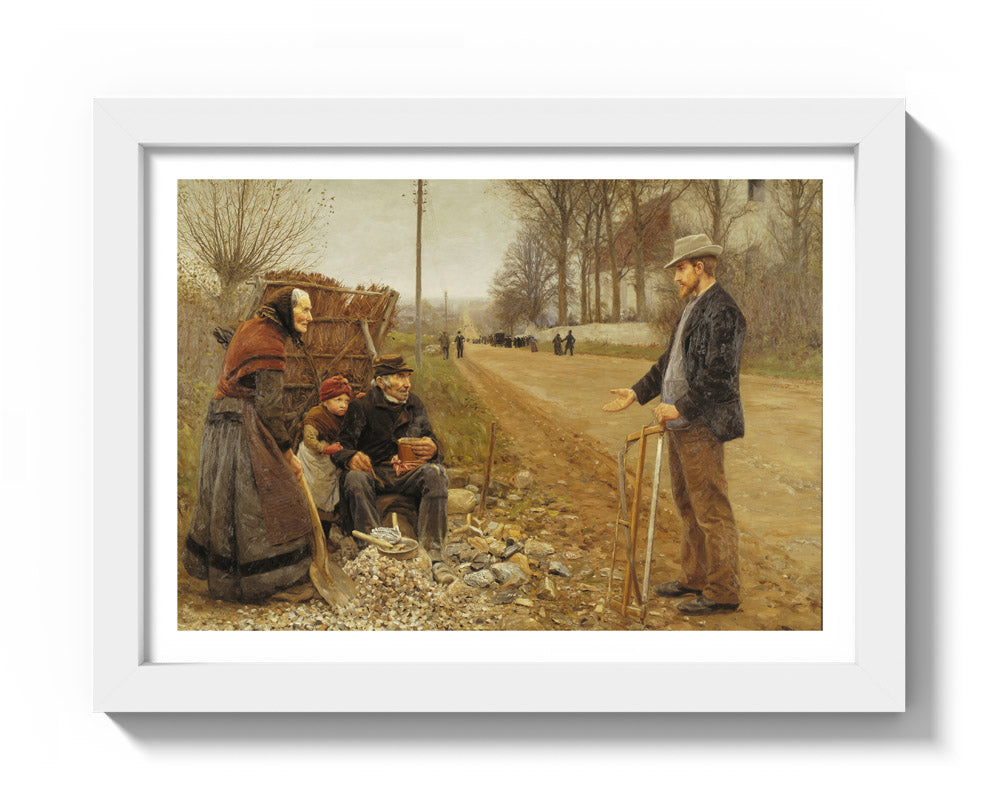 People by a Road by H.A. Brendekilde - Compact / With Margin / White Frame