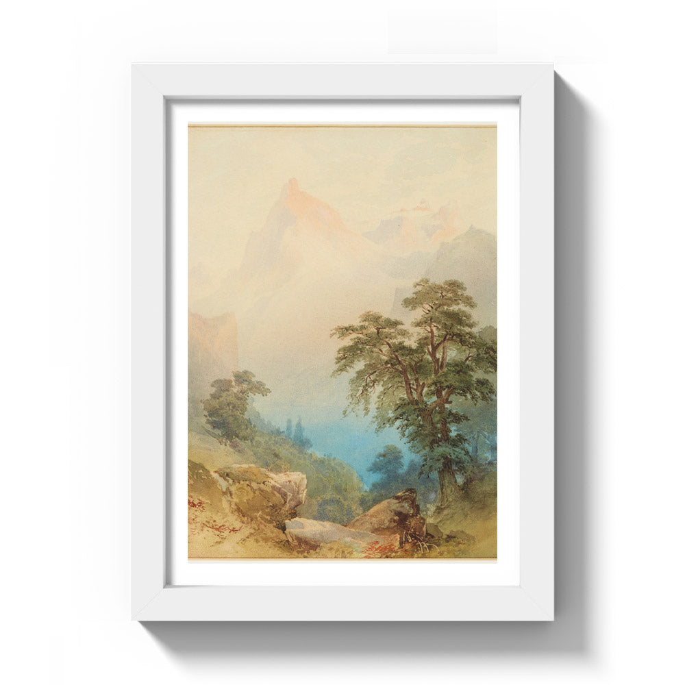 A view of the Alps by Nicholas Chevalier - Compact / With Margin / White Frame