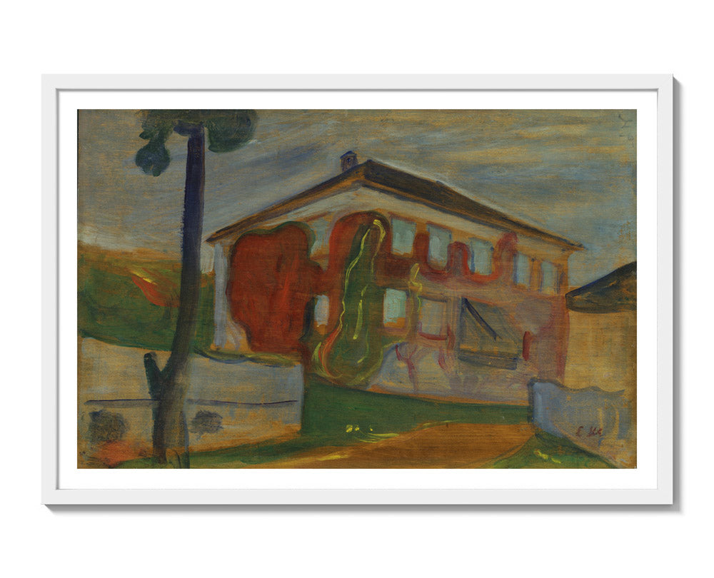 House with Red Virginia Creeper by Edvard Munch - Extra Large / With Margin / White Frame