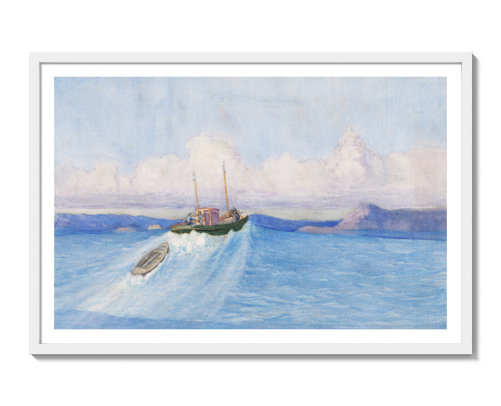 Riding the swell, Wellington Harbour by Dorothy Richmond - Extra Large / With Margin / White Frame