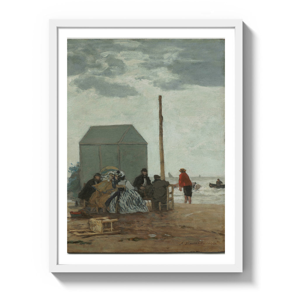 The Beach at Deauville by Eugène Boudin - Large / With Margin / White Frame