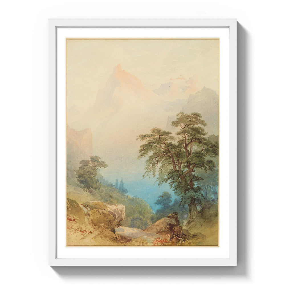 A view of the Alps by Nicholas Chevalier - Large / With Margin / White Frame
