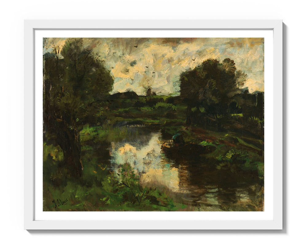 A Polder Landscape after a Thunderstorm by Jacob Maris - Medium / With Margin / White Frame