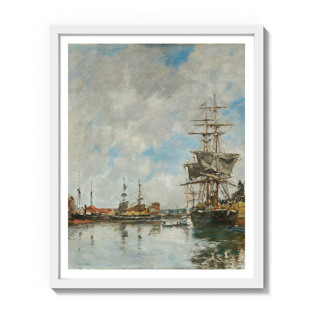 The Dock of Deauville by Eugène Boudin - Medium / With Margin / White Frame