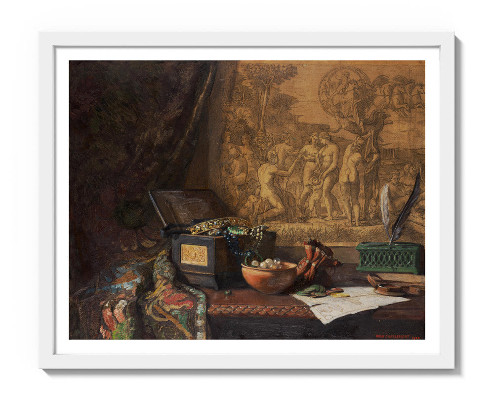 Still life with Judgment of Paris by Hugo Charlemont - Medium / With Margin / White Frame