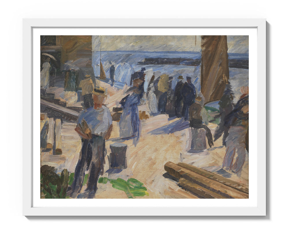 The Mail Boat Arriving, Christiansø by Edvard Weie - Medium / With Margin / White Frame