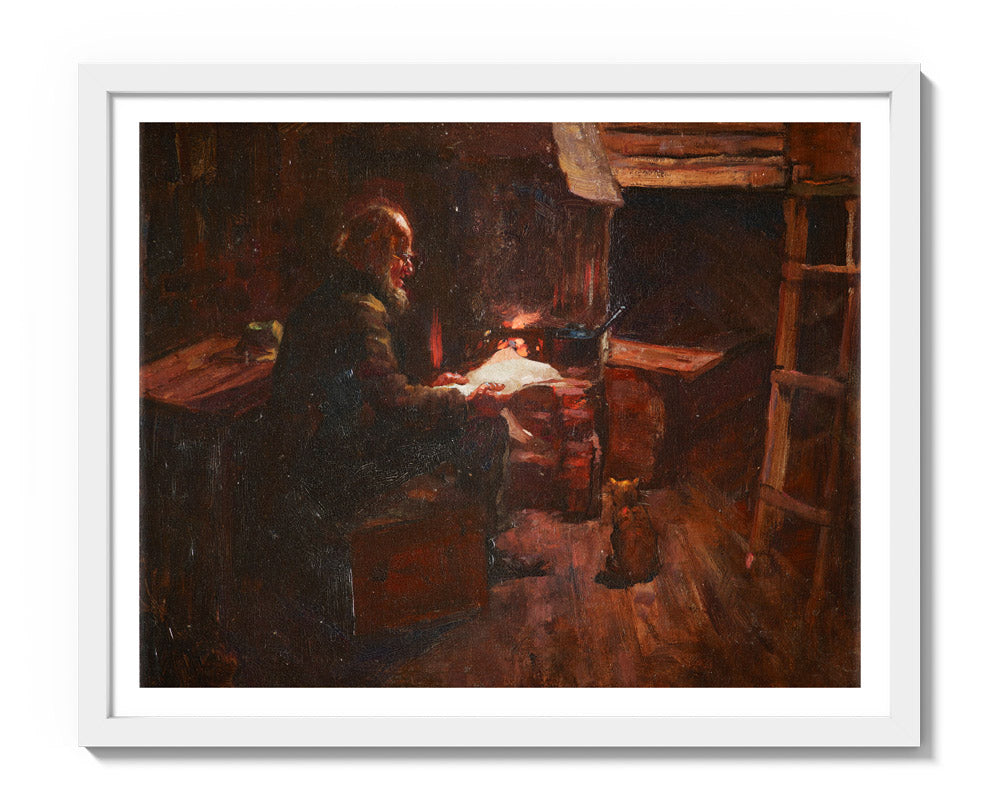 The hermit of Wellington harbour by Petrus van der Velden - Medium / With Margin / White Frame