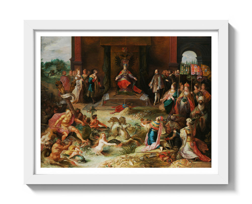 Allegory on the Abdication of Emperor Charles v in Brussels by Frans Francken (II) - Small / With Margin / White Frame