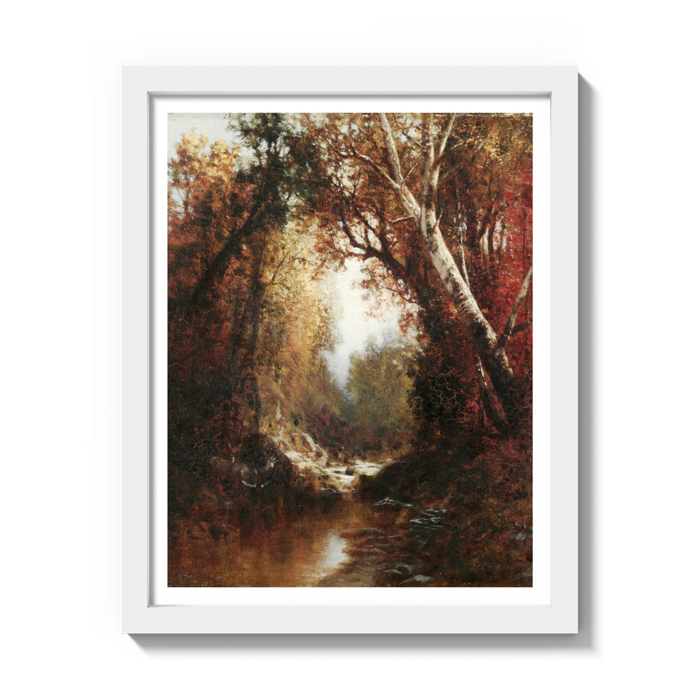 Autumn Scene in the Adirondacks by William Hart - Small / With Margin / White Frame
