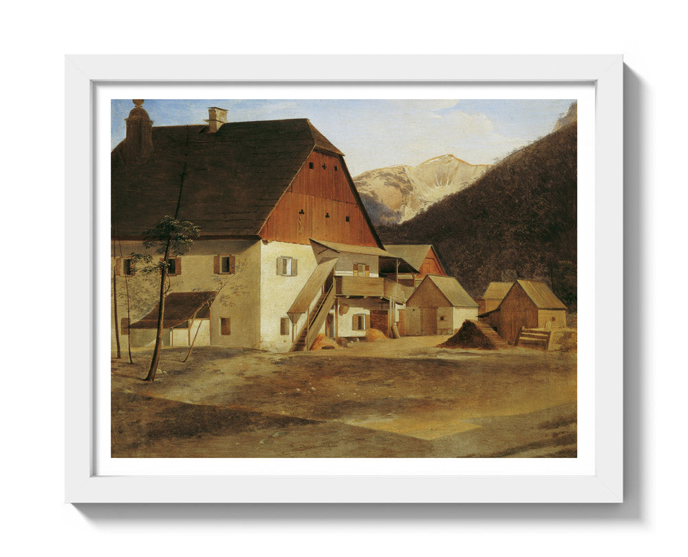 The Great Hammer House in Hirschwang on the Rax by Erasmus von Engert - Small / With Margin / White Frame