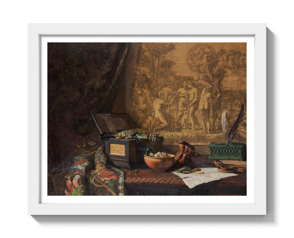 Still life with Judgment of Paris by Hugo Charlemont - Small / With Margin / White Frame