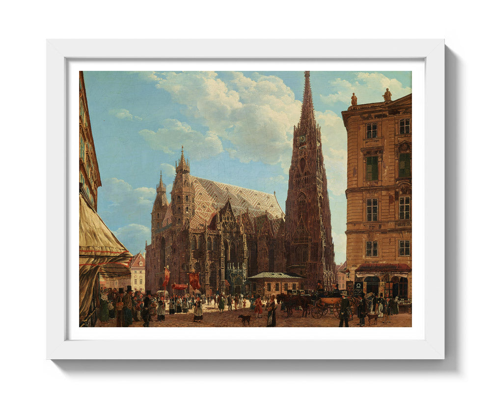 The St. Stephen's Cathedral in Vienna by Rudolf von Alt - Small / With Margin / White Frame