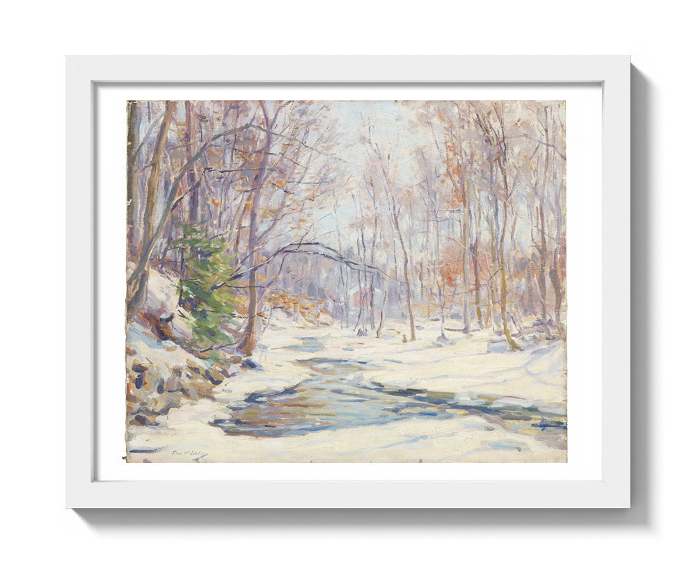 A Winter Morning by Frank T. Hutchens - Small / With Margin / White Frame