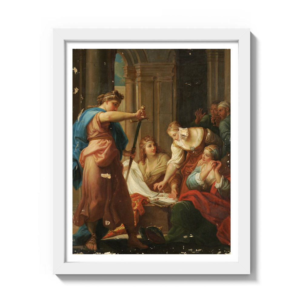 Achilles and the daughters of Lycomedes by Pompeo Batoni - Small / With Margin / White Frame