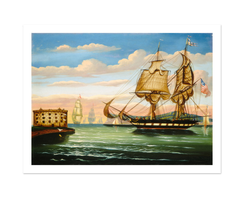 Thomas Chambers - Bay of New York Sunset - Large / With Margin / No Frame - Poster