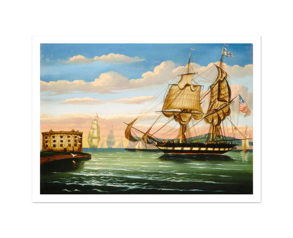 Thomas Chambers - Bay of New York Sunset - Medium / With Margin / No Frame - Poster