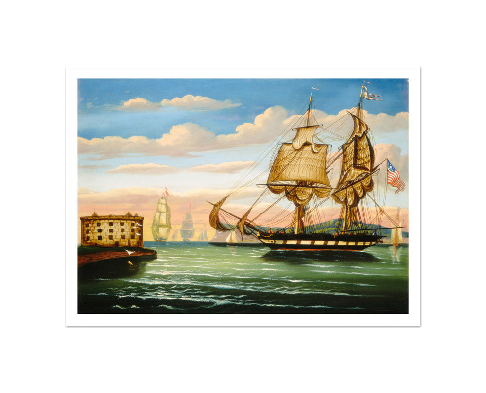 Thomas Chambers - Bay of New York Sunset - Small / With Margin / No Frame - Poster