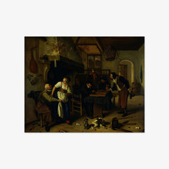 Interior of an inn with an old man amusing himself with the landlady and two men playing backgammon, known as 'Two kinds of games' by Jan Havicksz. Steen - thumbnail_0_nf_66fc1d448213847b6f357925