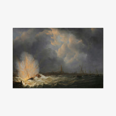 The Explosion of Gunboat nr 2, under Command of Jan van Speyk, off Antwerp, 5 February 1831 by Martinus Schouman - thumbnail_0_nf_66fc50e38213847b6f35795b