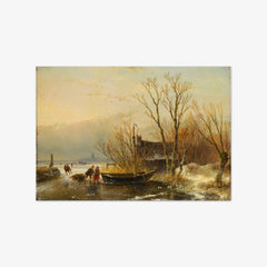 Winter Scene on the Ice with Wood Gatherers by Andreas Schelfhout - thumbnail_0_nf_66fdaa108213847b6f357a76