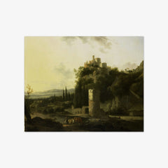 Italina landscape with round tower by Frederik de Moucheron - thumbnail_0_nf_66fe62f38213847b6f357bbb
