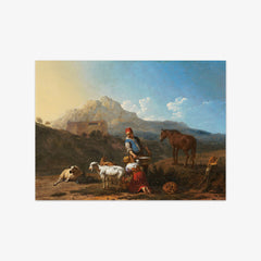 Italian Landscape with Girl Milking a Goat by Karel du Jardin - thumbnail_0_nf_66fe78318213847b6f357bec