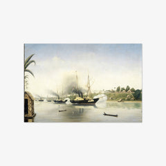 The Bombardment of the Sultan of Djambi's Kraton by the Government Naval Ships 'Celebes', 'Admiraal van Kinsbergen' and 'Onrust' on 8 September 1858 by Unknown - thumbnail_0_nf_66fe845d8213847b6f357c2b