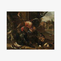 A Rooster and Turkey Fighting by Melchior de Hondecoeter - thumbnail_0_nf_671045d4762cab4eff78720d