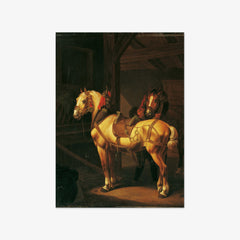Two draught horses in the stable by Johann Baptist Michael Dallinger von Dalling - thumbnail_0_nf_673cb0985e0c5e198f5ec615