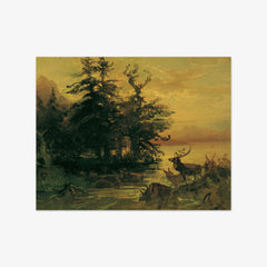 Wallowing Deer on the Shore of a Mountain Lake by Friedrich August Mathias Gauermann - thumbnail_0_nf_673cc0f25e0c5e198f5ec669