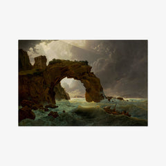 Sea storm at the Arco di Miseno near Miliscola with a view towards Nisida by Joseph Rebell - thumbnail_0_nf_673cc62a5e0c5e198f5ec688