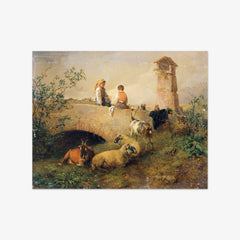 Boy and Girl with Sheep and Goats by Leopold Brunner the Younger - thumbnail_0_nf_674341ebfaa684e1cf4ba57e