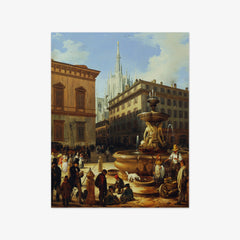 Street view from Milan, in the background the Cathedral by Angelo Inganni - thumbnail_0_nf_67434362faa684e1cf4ba5a0