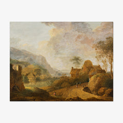 Mountain landscape with river and farm by Christian Hilfgott Brand - thumbnail_0_nf_6743689cfaa684e1cf4ba5f6