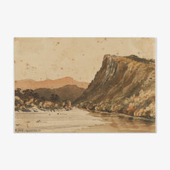 Schistose Bluff, Buller River - opposite mouth of Big Ohika River. by William Marshall Cooper - thumbnail_0_nf_6846b2e01483fa5b355590d8