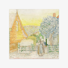 Zeeland girl, knitting in a courtyard by Jan Toorop