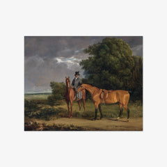 A Groom Mounted on a Chestnut Hunter, He Holds a Bay Hunter by the Reins by Jacques–Laurent Agasse