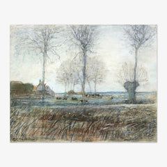 Farm Setting, Three Tall Trees in the Foreground by Piet Mondrian