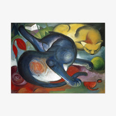 Two cats, blue and yellow by Franz Marc