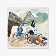 Two Horses Eating From a Wheel-Barrow Watched by John Frederick Herring
