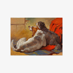 A Hound and a Bearded Collie seated on a Hunting Coat by John Frederick Herring