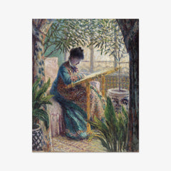 Madame Monet Embroidering by Claude Monet
