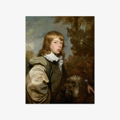 Portrait of a young boy, three quarters view, with a dog by Unknown