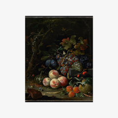 Dutch still life with fruit, foliage, and insects by Abraham Mignon