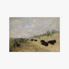 Elk and Buffalo Grazing among Prairie Flowers, Texas by George Catlin