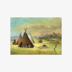 Indian Encampment, Comanche (or Kiowa) Dressing Skins, Red River by George Catlin